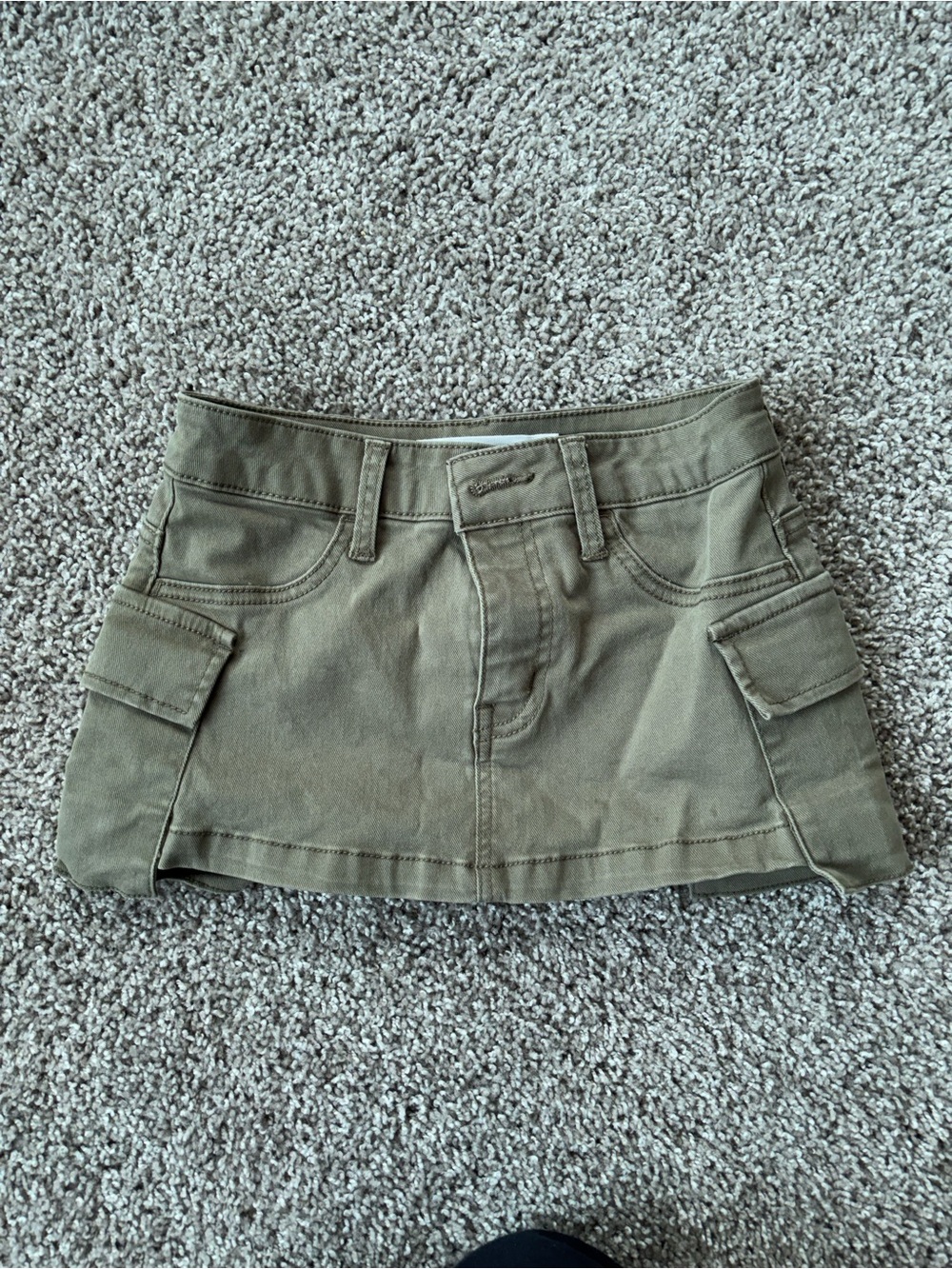 Utility Mini Skirt in Olive Green - Casual Cargo Style